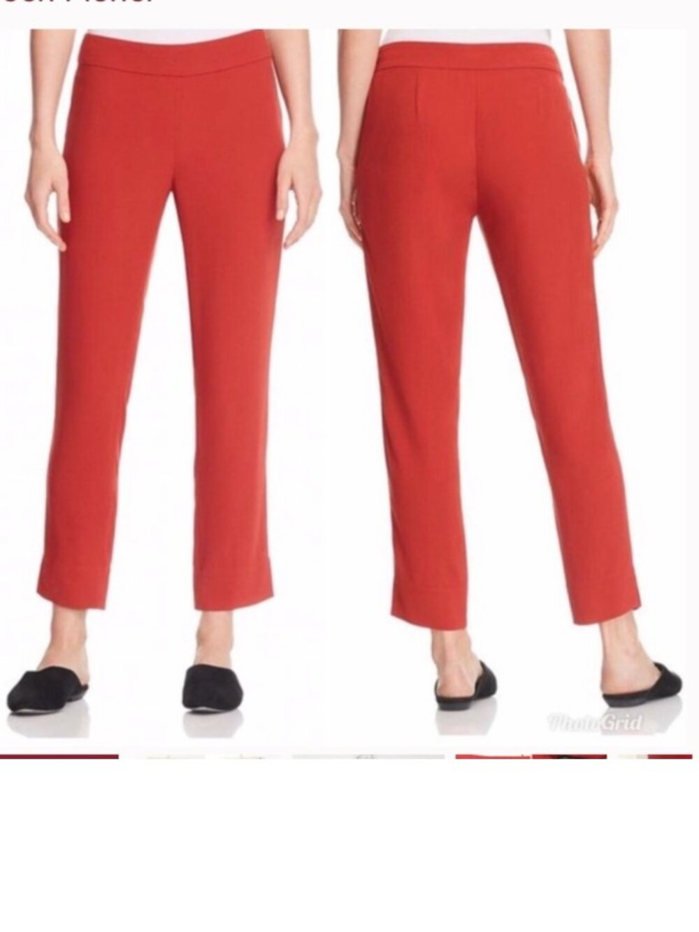 EILEEN FISHER Women's NEW Georgette Silk‎ Slim Ankle Pants in "Serno" | Size PL